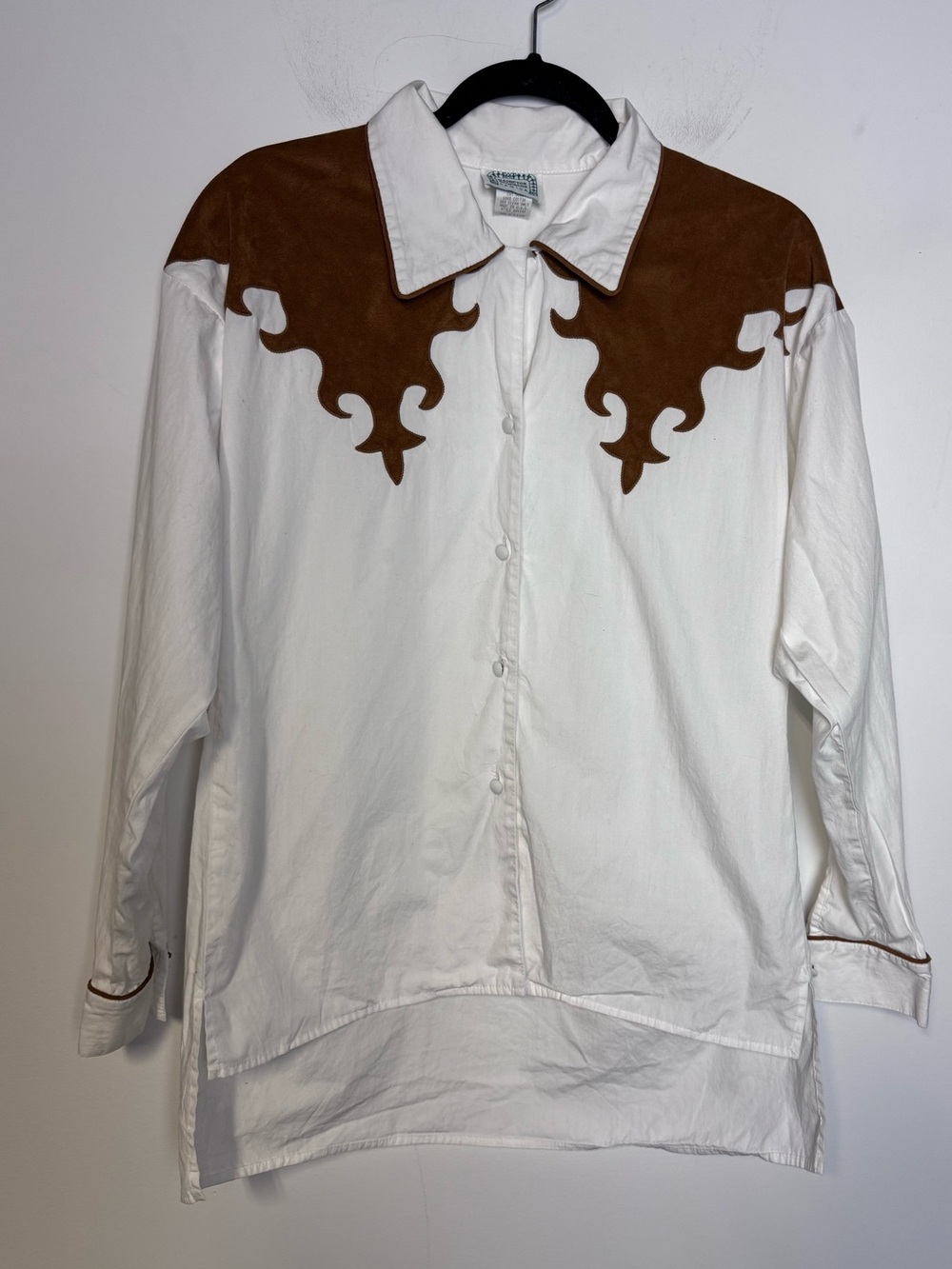 Vintage Hairston Roberson Western Cotton faux suede button down shirt M